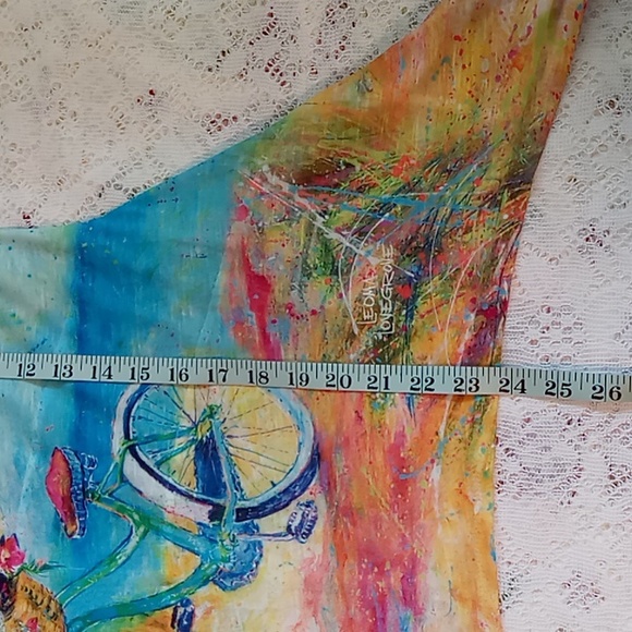 Leoma Lovegrove Shirt Colorful  Short Sleeve Bicycle/Basket Of Flowers PS - Picture 12 of 13